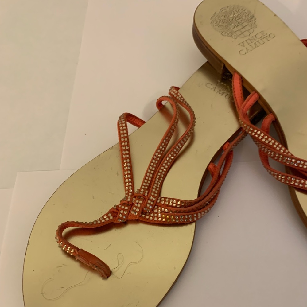 VINCE CAMUTO LEATHER METALLIC GOLD & PINK SANDALS/SLIDES